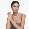 Ariana Grande X Swarovski Y-halsband med blandade slipningar, kristallpärla, hjärta, vitt, rodiumpläterat