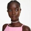 Ariana Grande X Swarovski choker med kristallpärla, rund slipning, vit, rodiumpläterad