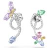 Ariana Grande X Swarovski droppörhängen med öronjacka, blandade slipningar, trollslända, blomma, flerfärgade, rodiumpläterade