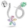 Ariana Grande X Swarovski droppörhängen med öronjacka, blandade slipningar, trollslända, blomma, flerfärgade, rodiumpläterade