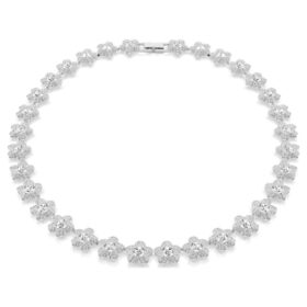 Ariana Grande X Swarovski-halsband, rundslipad, blomma, vit, rodiumpläterad