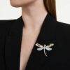 Ariana Grande X Swarovski hänge och brosch med kristallpärla, blandade slipningar, trollslända, vit, rodiumpläterad