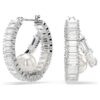 Ariana Grande X Swarovski hoop-örhängen med kristallpärlor, baguetteslipning, vita, rodiumpläterade
