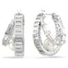 Ariana Grande X Swarovski hoop-örhängen med kristallpärlor, baguetteslipning, vita, rodiumpläterade