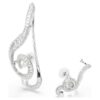 Ariana Grande X Swarovski örhängen, asymmetrisk design, kristallpärla, baguetteslipning, vit, rodiumpläterad Ariana Grande X Swarovski örhängen, asymmetrisk design, kristallpärla, baguetteslipning, vit, rodiumpläterad