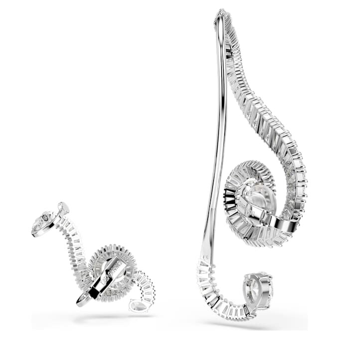 Ariana Grande X Swarovski örhängen, asymmetrisk design, kristallpärla, baguetteslipning, vit, rodiumpläterad Ariana Grande X Swarovski örhängen, asymmetrisk design, kristallpärla, baguetteslipning, vit, rodiumpläterad