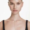Ariana Grande X Swarovski Y-halsband med blandade slipningar, kristallpärla, hjärta, vitt, rodiumpläterat