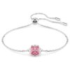 Armband med födelsesten, fyrkantig slipning, oktober, rosa, rodiumpläterat