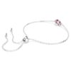 Armband med födelsesten, fyrkantig slipning, oktober, rosa, rodiumpläterat