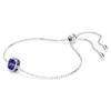 Armband med födelsesten, fyrkantig slipning, september, blå, rodiumpläterat