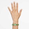 Armband med åttkantiga kristaller, grönt, champagneguldfärgad yta