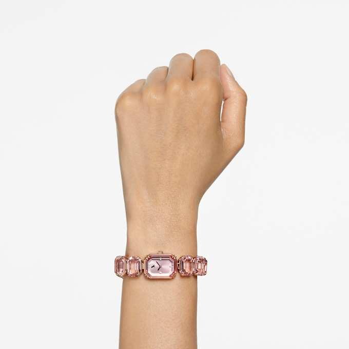 Armband med åttkantiga kristaller, rosa, roséguldfinish Armband med åttkantiga kristaller, rosa, roséguldfinish