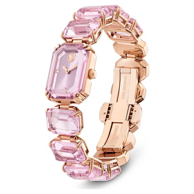 Armband med åttkantiga kristaller, rosa, roséguldfinish Armband med åttkantiga kristaller, rosa, roséguldfinish