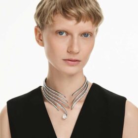 Choker Feather från Vienna-kollektionen, vit, ruteniumpläterad