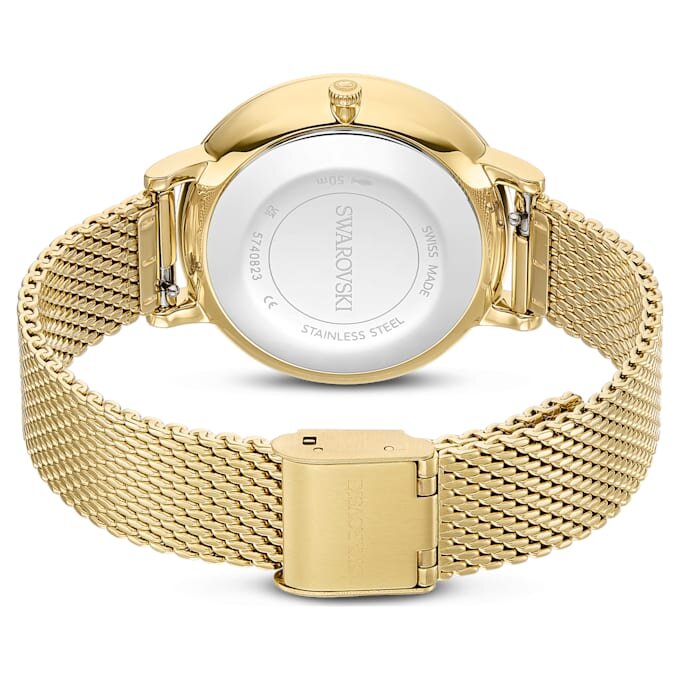 Clarica-klocka, tillverkad i Schweiz, metallarmband, guldfärgad, guldfärgad yta Clarica-klocka, tillverkad i Schweiz, metallarmband, guldfärgad, guldfärgad yta