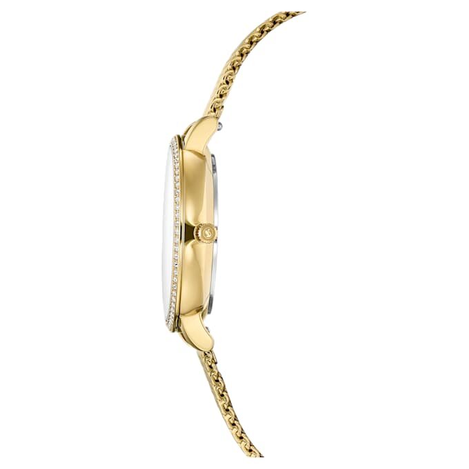 Clarica-klocka, tillverkad i Schweiz, metallarmband, guldfärgad, guldfärgad yta Clarica-klocka, tillverkad i Schweiz, metallarmband, guldfärgad, guldfärgad yta