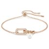 Constella-armband med kristallpärla, rund slipning, vitt, roséguldpläterat