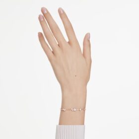 Constella-armband med kristallpärlor, runda slipningar, vitt, roséguldpläterat
