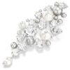 Constella-brosch Crystal Pearl, rundslipad, vit, rodiumpläterad