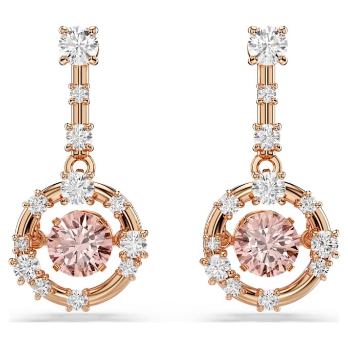 Constella droppörhängen med rund slipning, dansande sten, rosa, roséguldpläterade Constella droppörhängen med rund slipning, dansande sten, rosa, roséguldpläterade