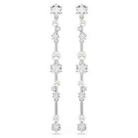 Constella droppörhörn med kristallpärlor, runda slipningar, vita, rodiumpläterade