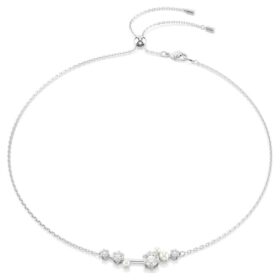 Constella-halsband Crystal Pearl, runda slipningar, vitt, rodiumpläterat