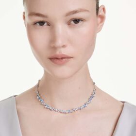 Constella-halsband med blandade slipningar, blått, rodiumpläterat