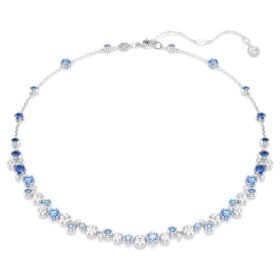 Constella-halsband med blandade slipningar, blått, rodiumpläterat