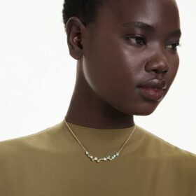 Constella-halsband med blandade slipningar, grönt, guldpläterat