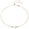 Constella-halsband med kristallpärlor, runda slipningar, vita, roséguldpläterat