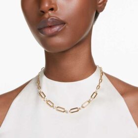 Constella-halsband, vitt, guldpläterat