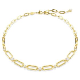 Constella-halsband, vitt, guldpläterat