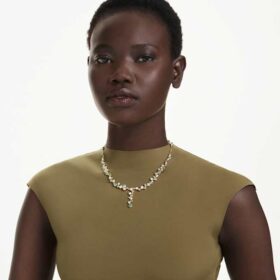 Constella Y-halsband med blandade slipningar, grönt, guldpläterat