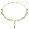 Constella Y-halsband med blandade slipningar, grönt, guldpläterat