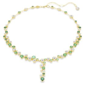 Constella Y-halsband med blandade slipningar, grönt, guldpläterat