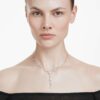 Constella Y-halsband med kristallpärlor, runda slipningar, vitt, rodiumpläterat