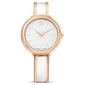 Crystalline-armbandsklocka tillverkad i Schweiz, metallarmband, vitt, roséguldfärgad yta Crystalline-armbandsklocka tillverkad i Schweiz, metallarmband, vitt, roséguldfärgad yta