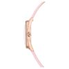 Crystalline Aura-klocka, tillverkad i Schweiz, läderarmband, rosa, roséguldfärgad yta