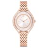 Crystalline Aura-klocka, tillverkad i Schweiz, metallarmband, roséguldfärgad, roséguldfärgad ytbehandling