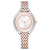 Crystalline Aura-klocka, tillverkad i Schweiz, metallarmband, roséguldton, blandad metallfinish