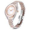 Crystalline Aura-klocka, tillverkad i Schweiz, metallarmband, roséguldton, blandad metallfinish