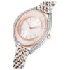 Crystalline Aura-klocka, tillverkad i Schweiz, metallarmband, roséguldton, blandad metallfinish