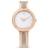 Crystalline Bangle Watch, tillverkad i Schweiz, metallarmband, beige, roséguldtonad yta