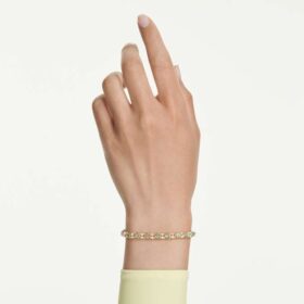Dextera-armband med rundslipade kristaller, grönt, guldfärgad yta