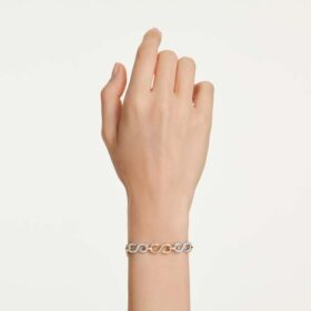 Dextera-armband med rundslipade kristaller, vitt, blandad metallfinish