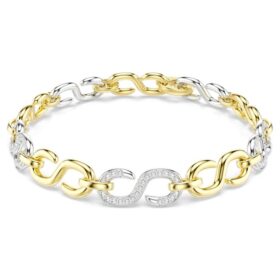 Dextera-armband med rundslipade kristaller, vitt, blandad metallfinish