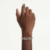 Dextera-armband, rundslipad, T-bar, vitt, blandad metallfinish
