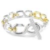 Dextera-armband, rundslipad, T-bar, vitt, blandad metallfinish