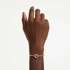 Dextera-armband, rundslipad, vit, guldpläterad