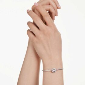 Dextera-armband, rundslipad, vit, rodiumpläterad